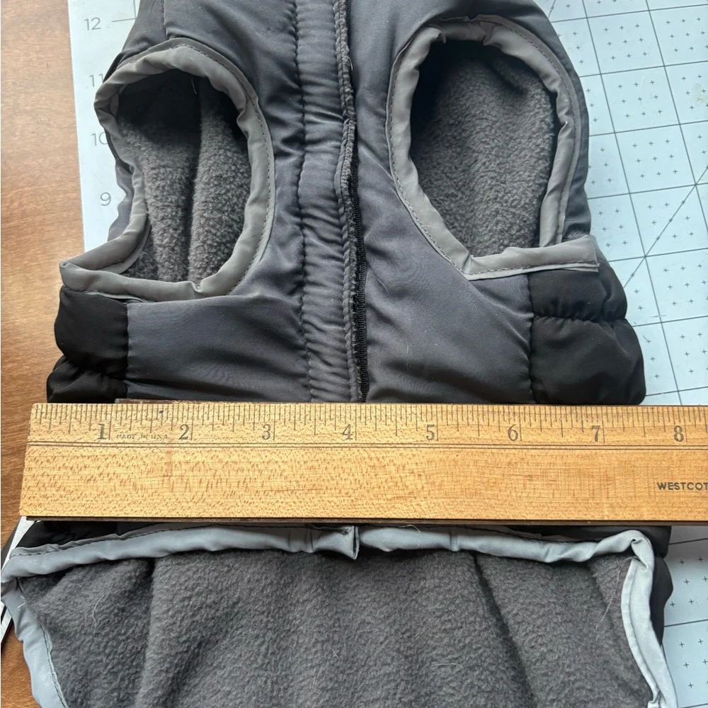 Gray Dog Coat with Faux Fur Trim & Fleece Lining, [Small]
